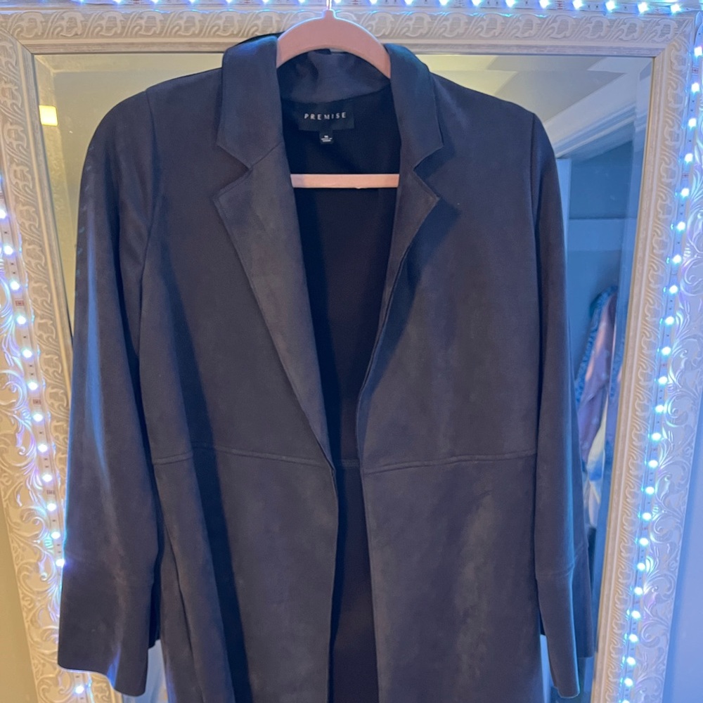Navy blue suede cardigan